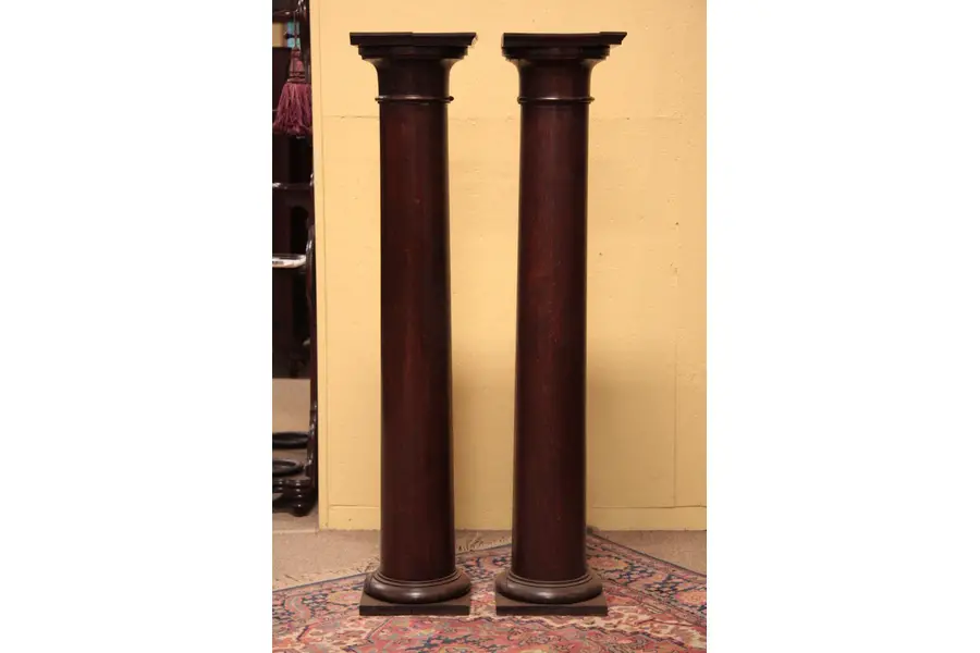 Photo of Pair of 1900 Tapered Oak Columns
