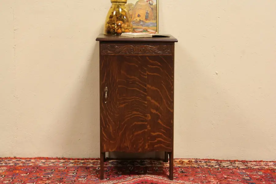 Photo of Edison Phonograph Cylinder 1900 Antique Cabinet - Oak