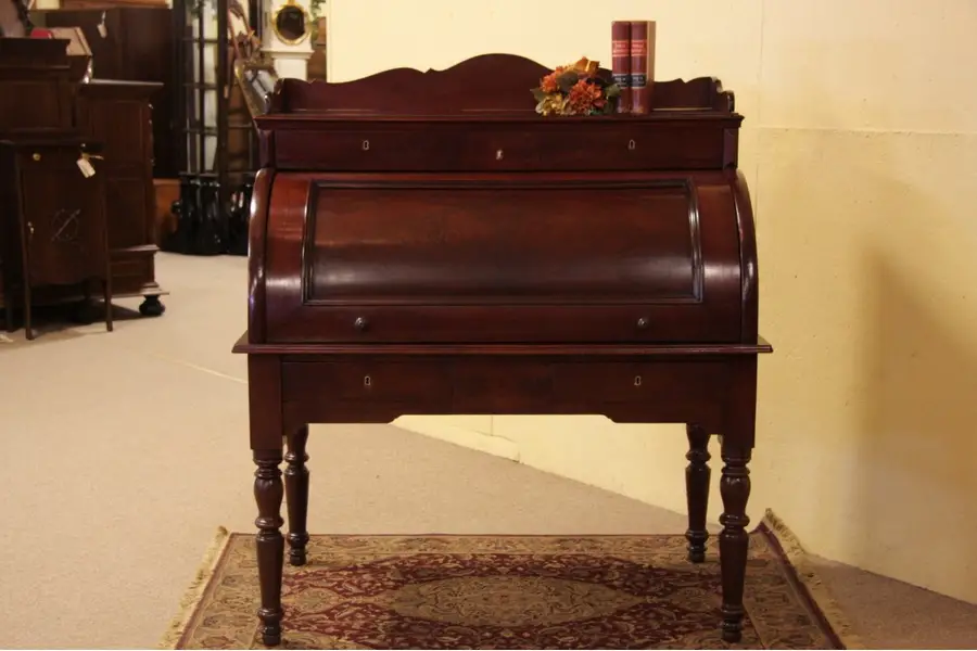 Photo of Victorian Barrel or Cylinder Roll Top Desk 1870