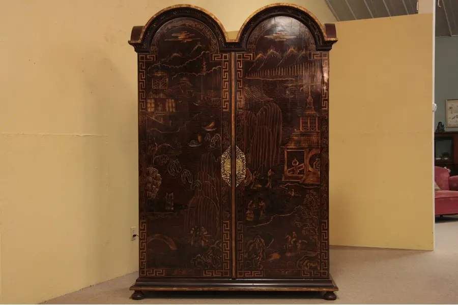 Photo of Chinese Handpainted Lacquer Bar Cabinet