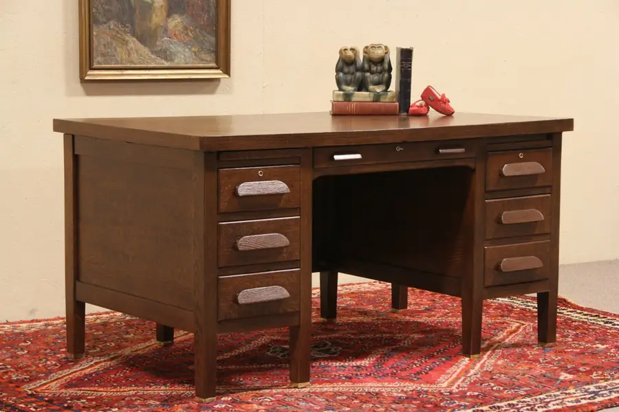 Photo of Arts & Crafts Mission Oak 1915 Antique Desk