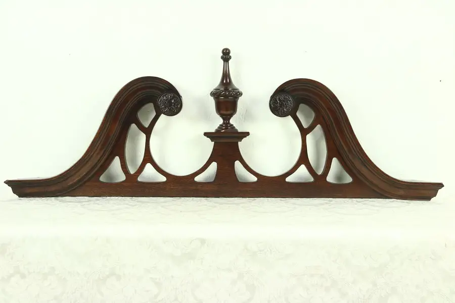 Photo of Architectural Salvage Carved Mahogany Vintage Georgian Style Pediment or Crest