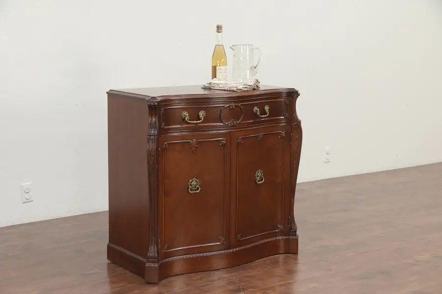 Photo of Mahogany Vintage Hall Console, Server or Bar Cabinet, Empire