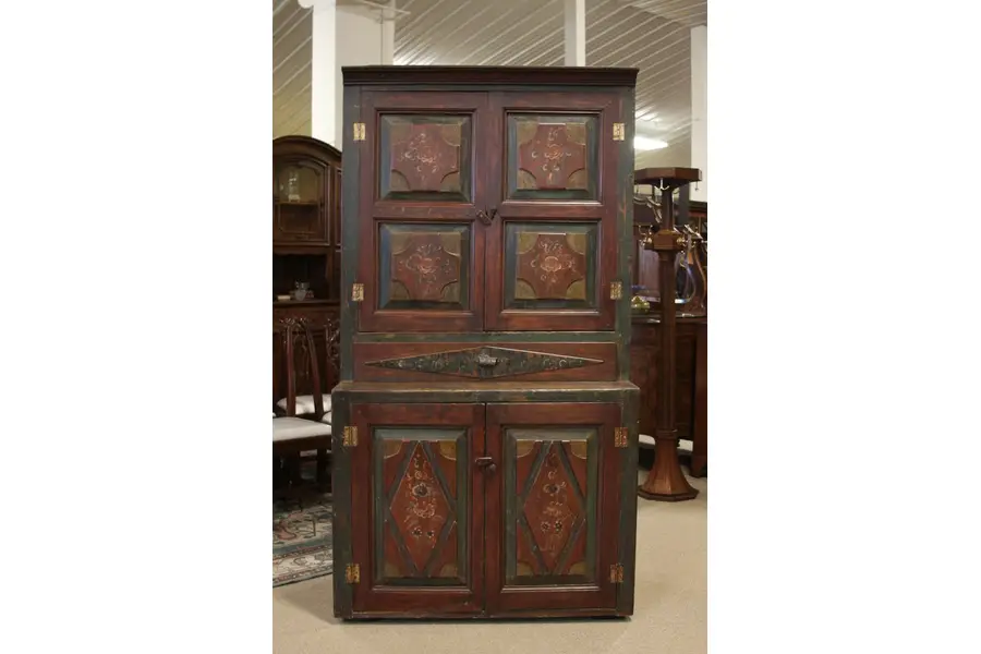 Photo of Russian Rosemale Folk Country Pine 1880's Cupboard