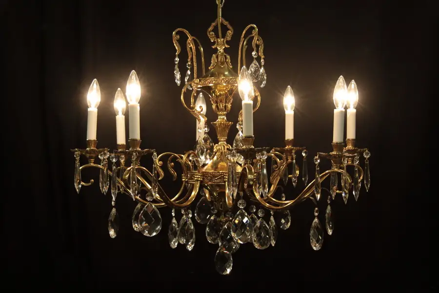 Photo of Brass & Crystal 8 Candle Chandelier