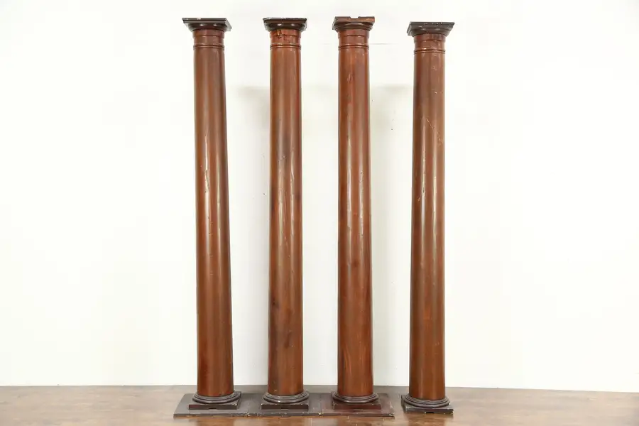 Photo of Set of 4 Antique 1920 Pine 95" Architectural Salvage Columns
