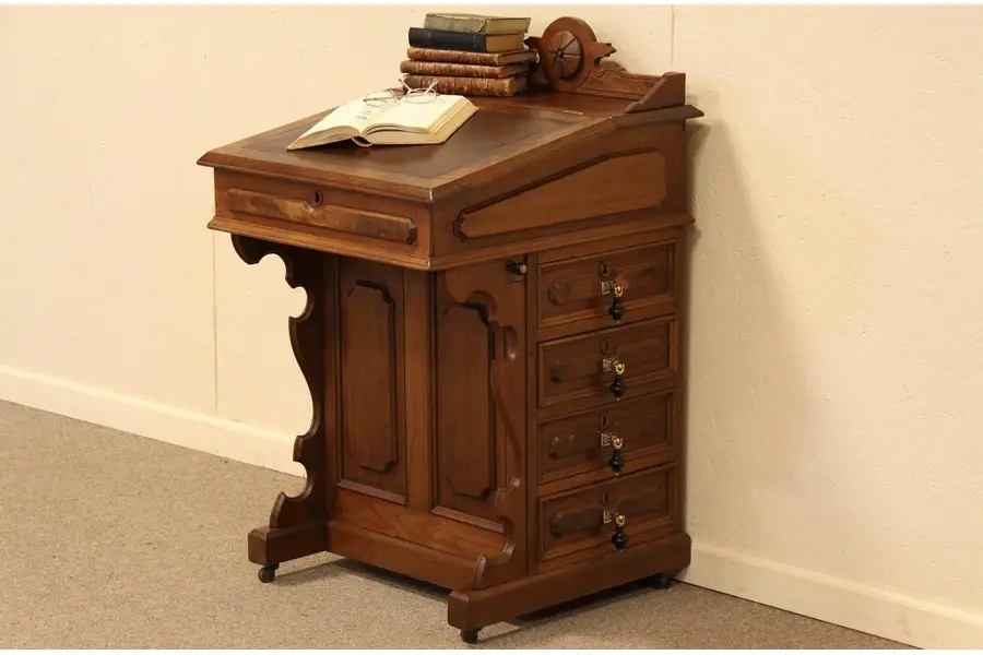 Photo of Victorian Antique Ship Captain's Davenport Desk