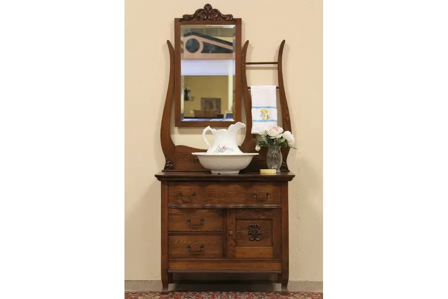 Photo of Oak Antique Hotel Dresser or Commode