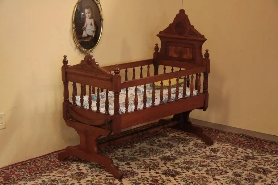Photo of Victorian Renaissance Antique Baby Cradle or Crib