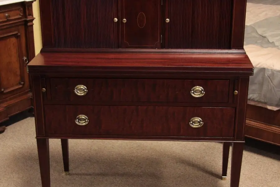 Photo of Federal Mahogany Secretary Desk, Tambour Doors 1940s