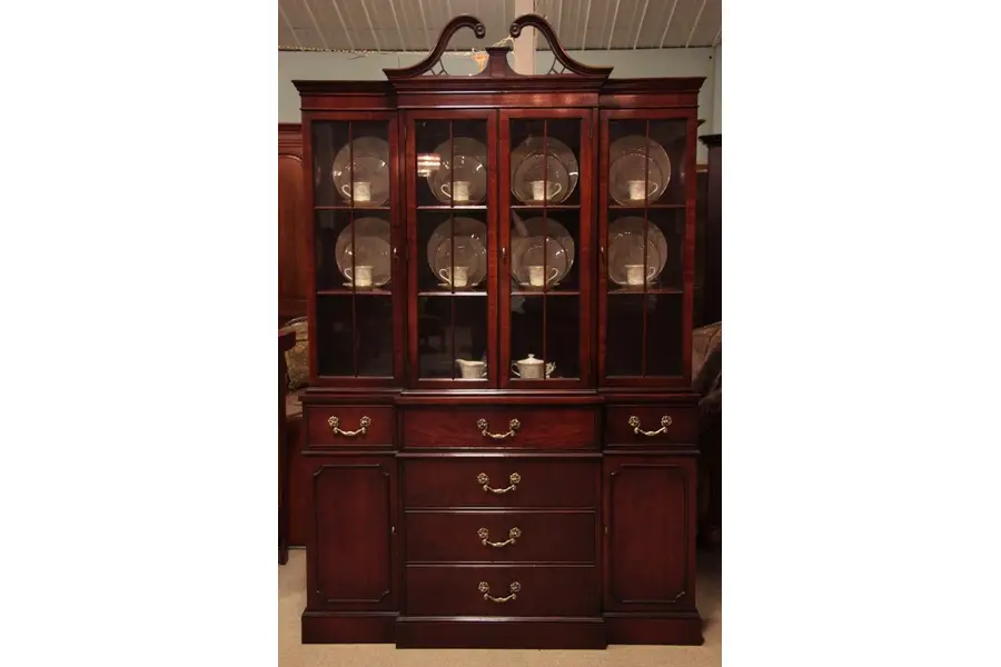 Photo of Breakfront Mahogany China Cabinet or Bookcase