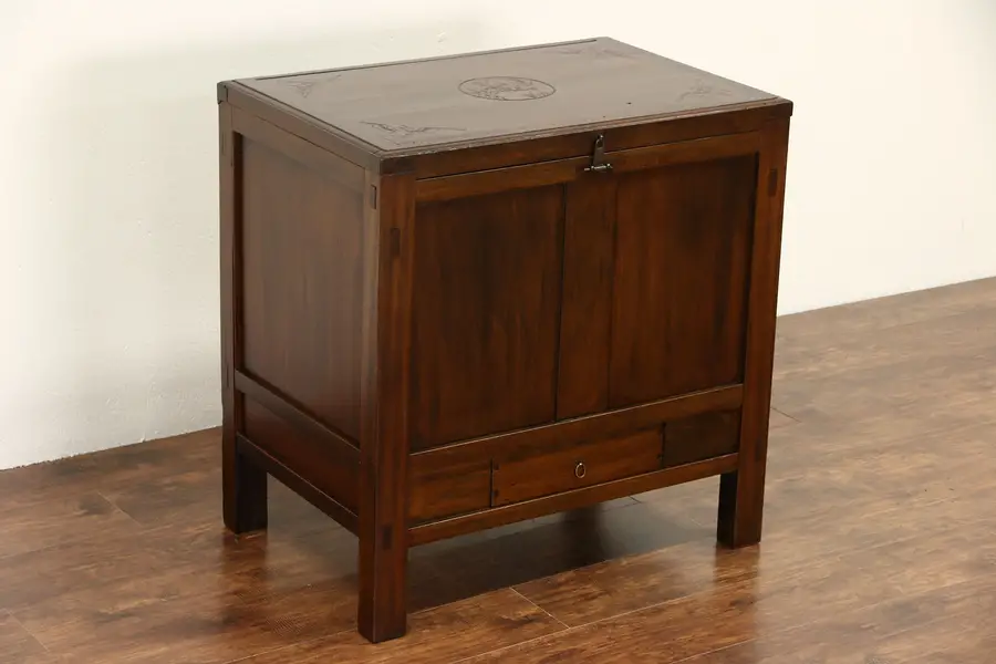 Photo of Chinese 1900 Era Antique Carved Trunk or Dowry or Blanket Chest