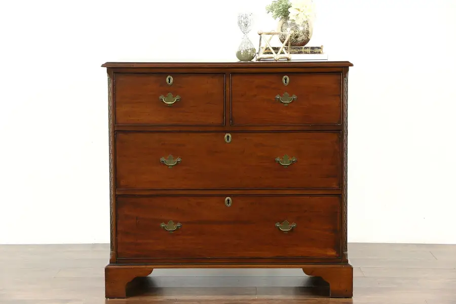 Photo of English Georgian Period 1800's Antique Mahogany Dresser or Chest