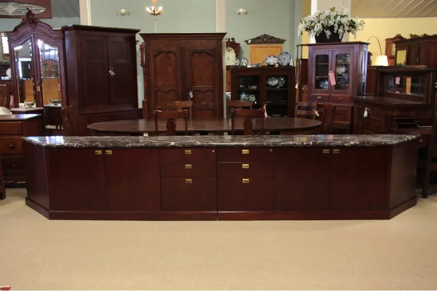 Photo of Marble Top 2 Piece 14' Credenza or Sideboard