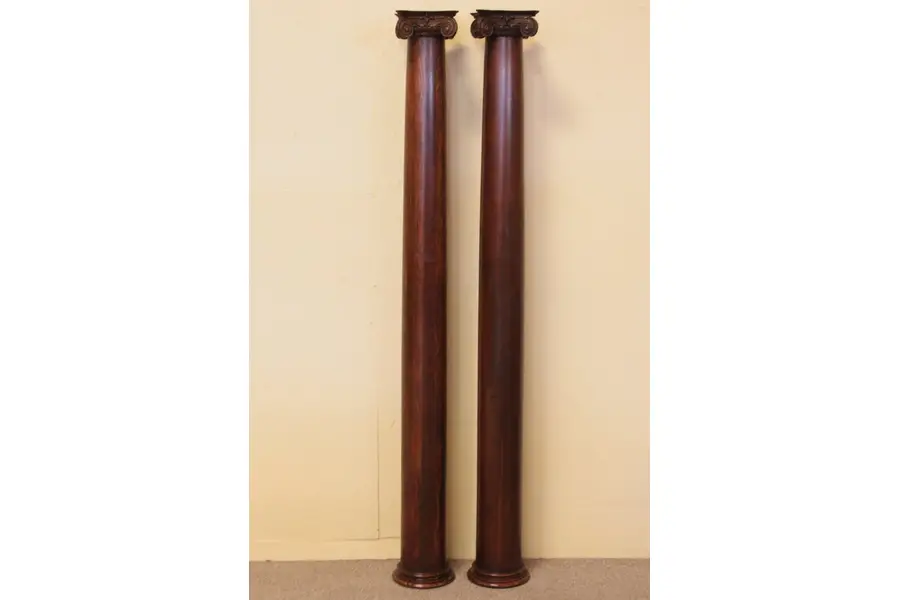 Photo of Pair of Antique Pine Columns, Ionic Capitals