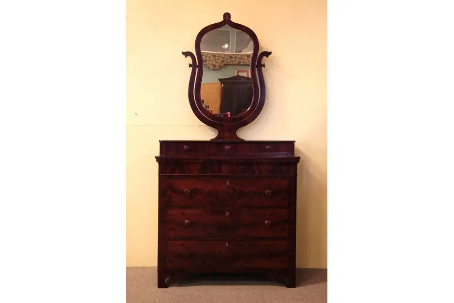 Photo of Empire Dresser, Wishbone Mirror, Secret Drawer, 1840