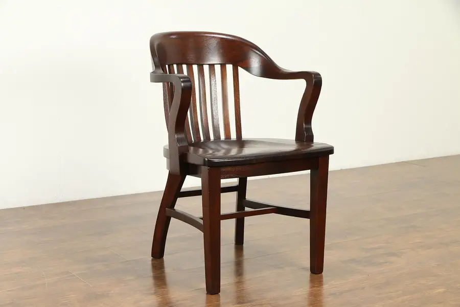 Photo of Walnut Antique Banker, Library or Office Chair, Derby of MA