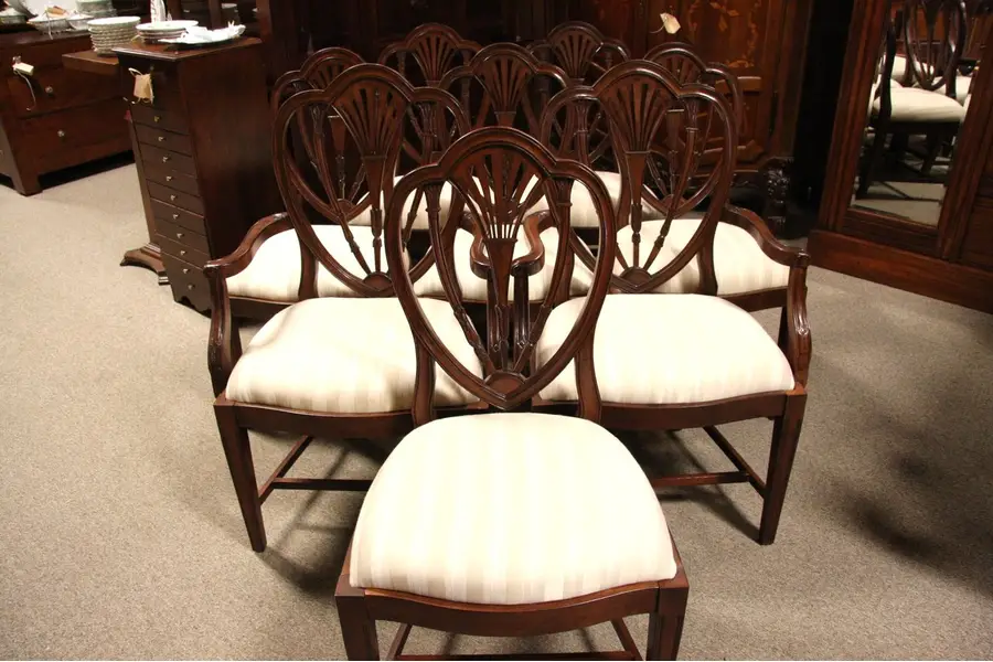 Photo of Set of 8 Hepplewhite Georgian Mahogany Dining Chairs