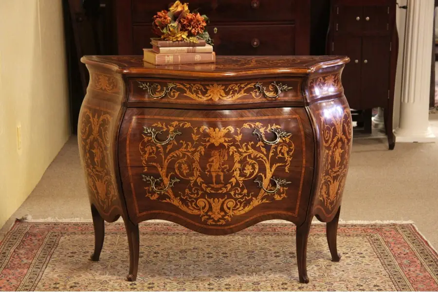 Photo of Rosewood Marquetry Bombe Chest or Commode