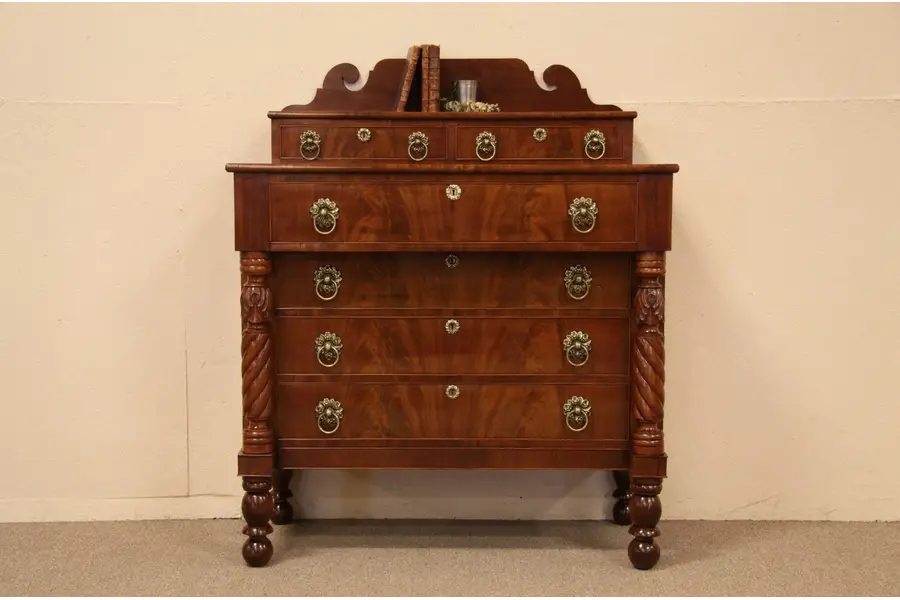 Photo of Empire Sheraton Antique Chest or Dresser