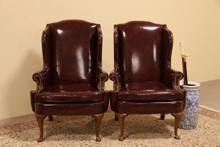 Photo of Pair Georgian Style Wing Back Armchairs