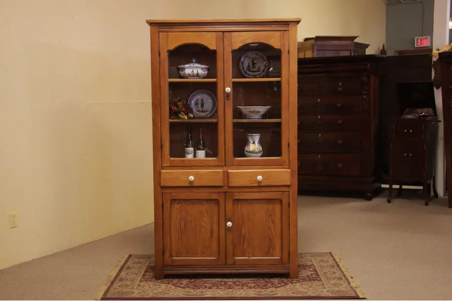 Photo of Oak 1890's Cupboard with Glass Doors