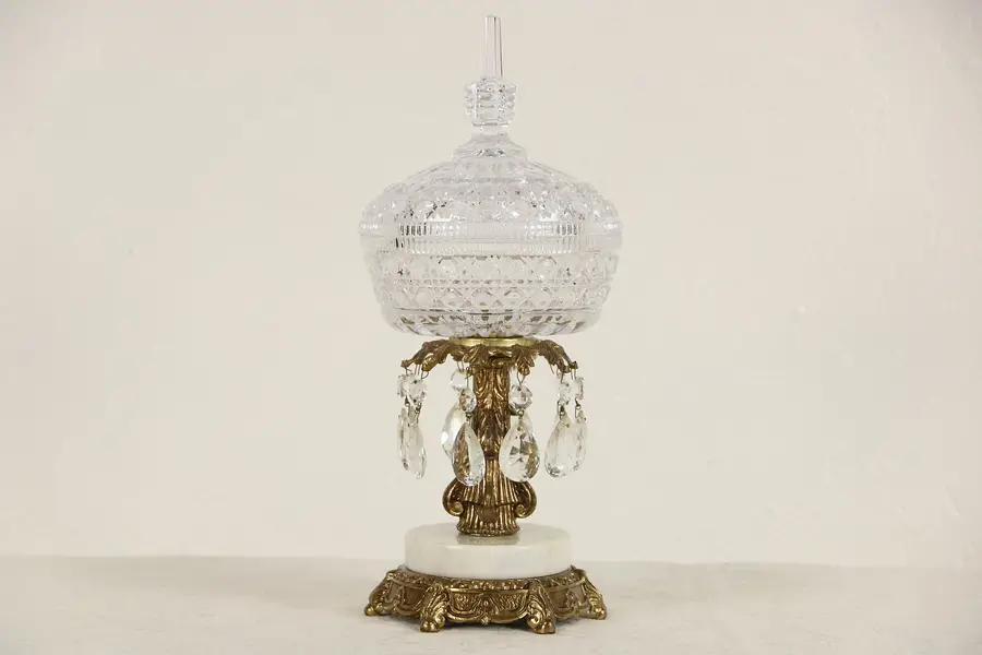 Photo of Crystal Marble & Gold 1960's Vintage Candy Jar, Signed Cornell
