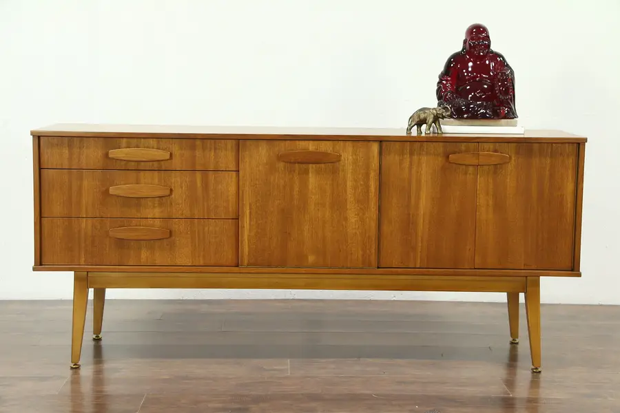 Photo of Midcentury Modern 1960's Teak Sideboard, Bar Cabinet or TV Console Signed Burley