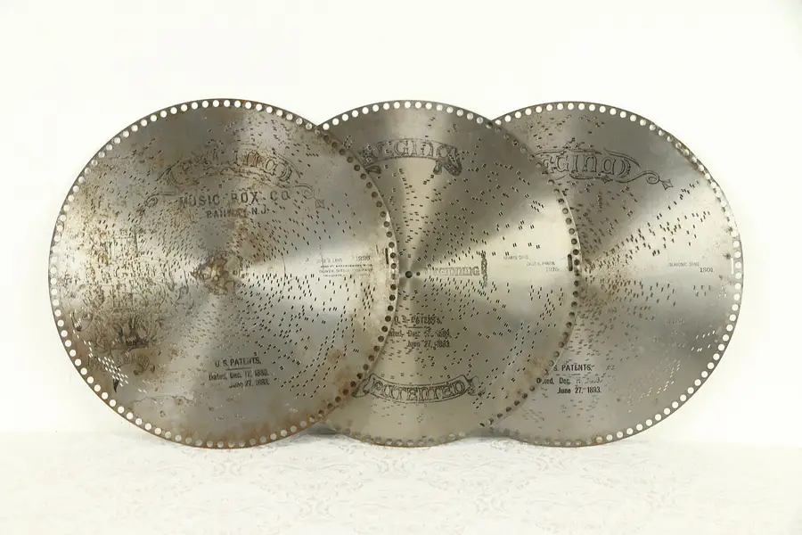 Photo of Regina Music Box Group of 3 Antique 15 1/2" Disks Dixie Land & More