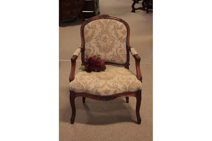 Photo of Country French Carved Fruitwood Antique Armchair