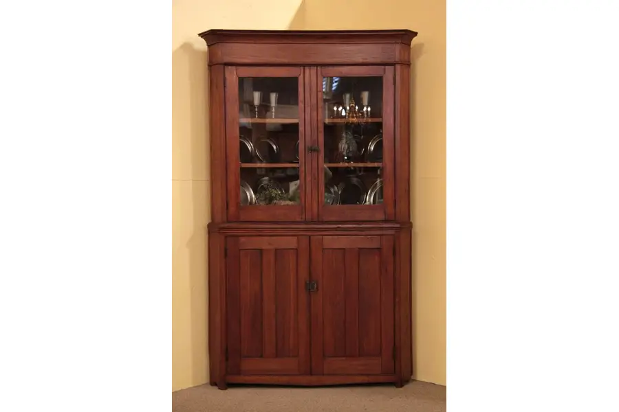 Photo of New England 1846 Antique Country Pine Corner Cabinet