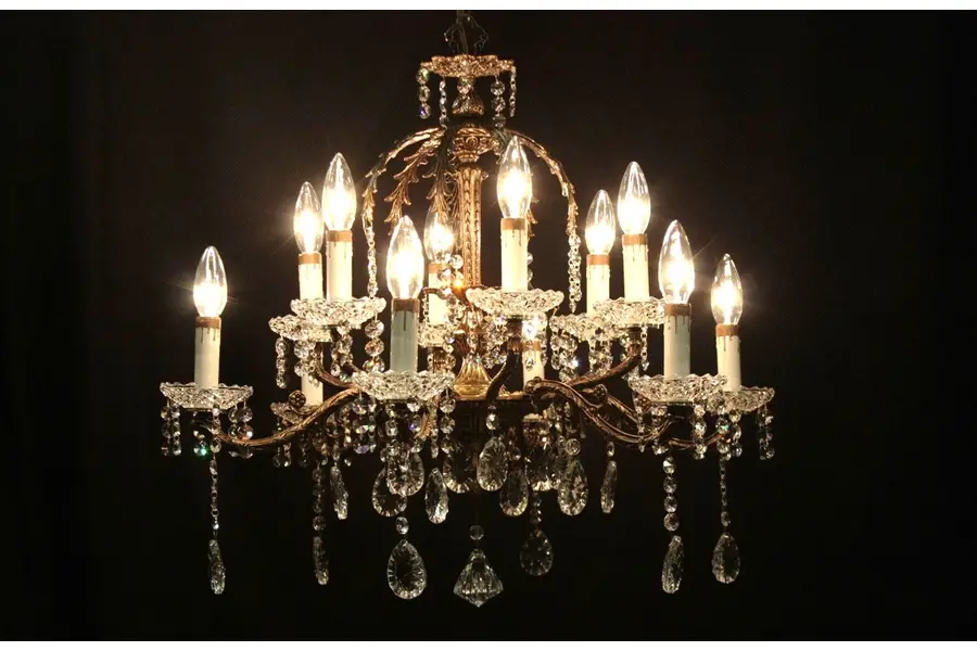 Photo of Brass & Strass Crystal 12 Candle Chandelier