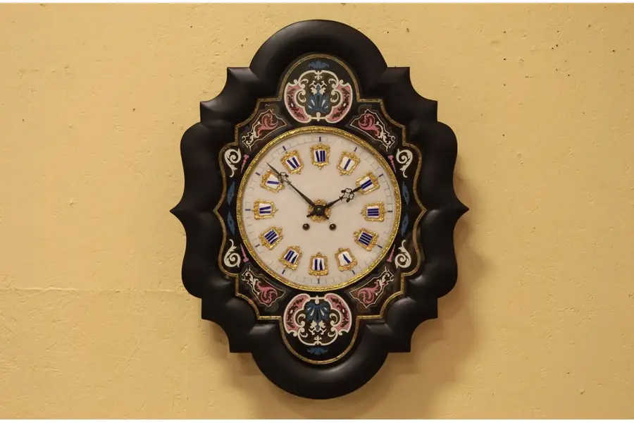 Photo of French Antique Wall Clock, Marble Dial