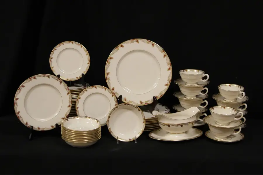Photo of Lenox Maroon Essex Set of China for 8, Extra Pieces