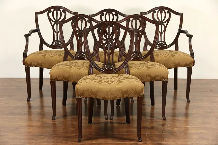 Photo of Set of 6 Drexel Signed 1950 Vintage Dining Chairs, New Upholstery
