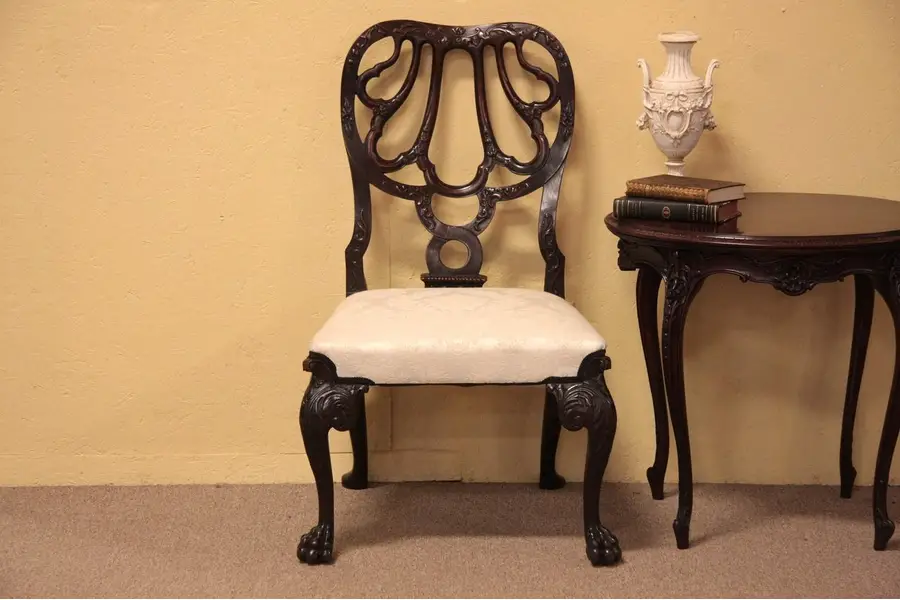 Photo of Irish Chippendale Antique Carved Chair
