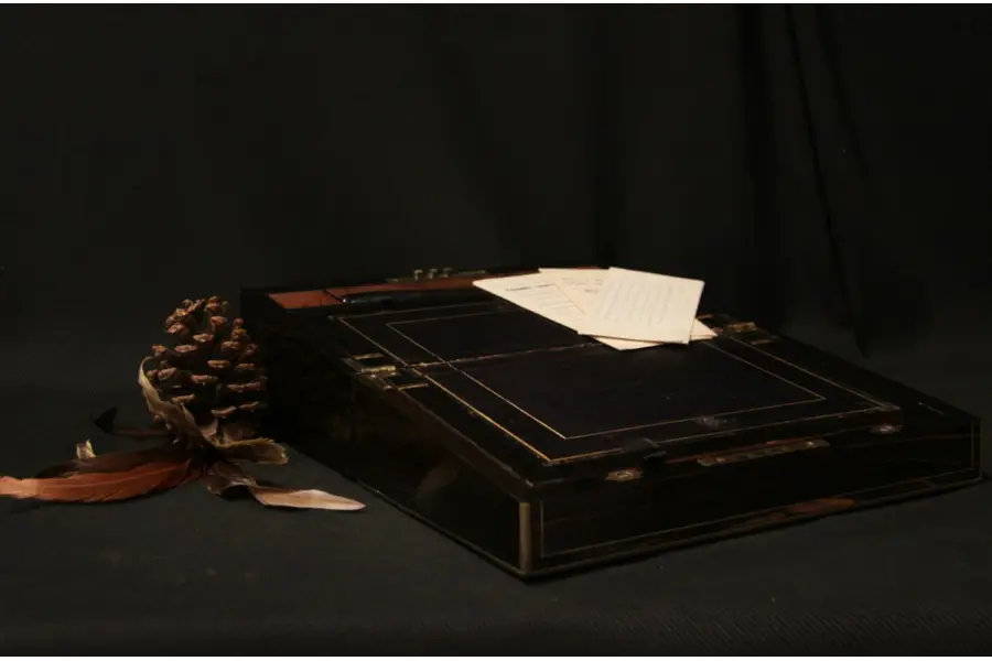 Photo of Ebony Victorian 1870 Traveling Lap Desk, Secret Compartments