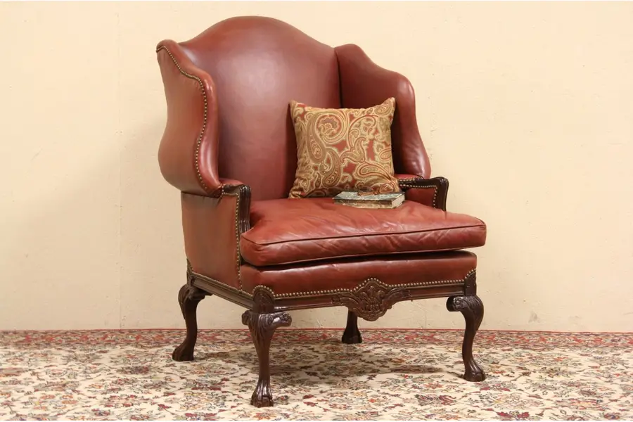 Photo of Old Hickory Leather Vintage Wing Chair
