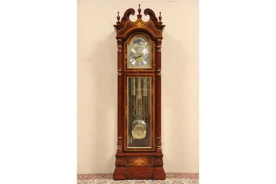 Photo of Sligh Signed & Numbered Grandfather Tall Case Clock, Tubular Chimes