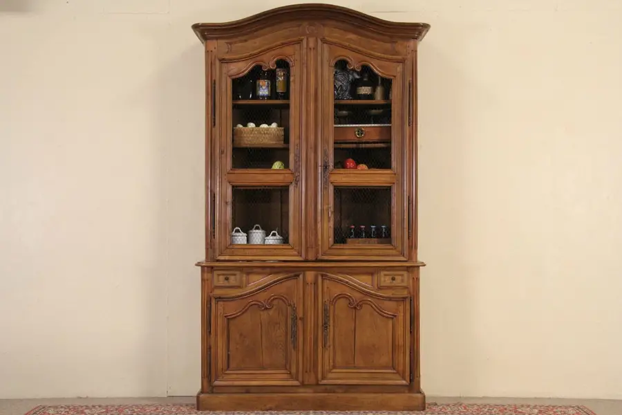 Photo of Country French Oak 1800's Antique Pantry Cupboard or Display Cabinet