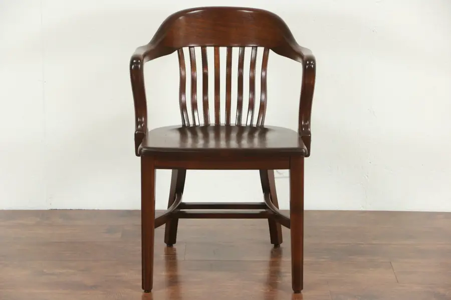 Photo of Walnut 1910 Antique Banker Desk or Office Chair