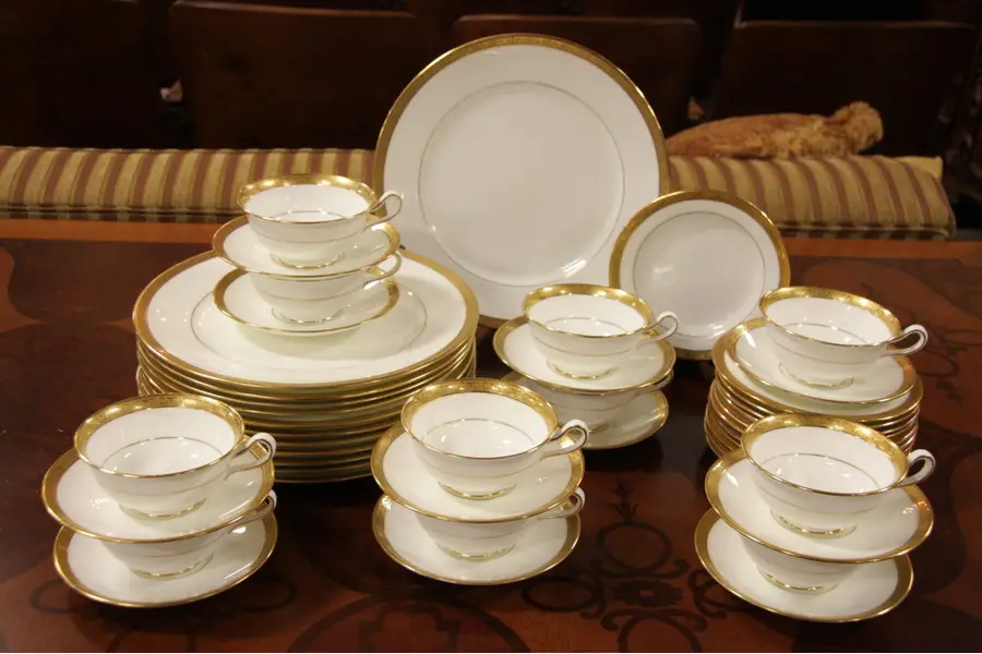 Photo of Cauldon China, Gold & White Set for 10