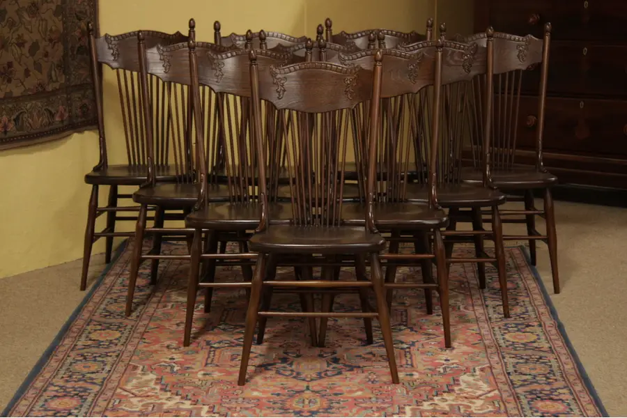 Photo of Set of 10 Victorian Country Dining Chairs
