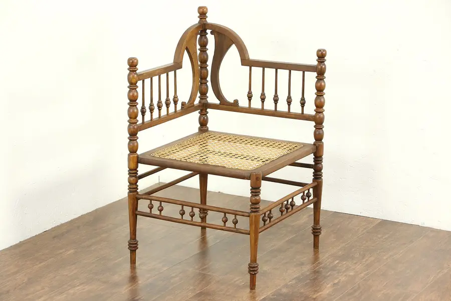 Photo of Victorian 1890 Antique Stick & Ball Corner Chair