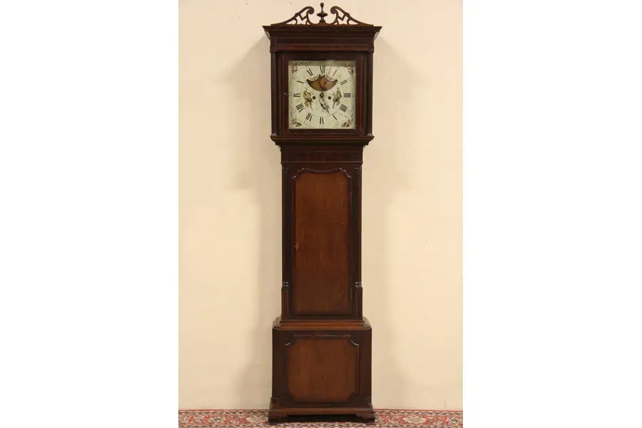 Photo of Georgian 1800 Antique Tall Case Grandfather Clock, Mahogany & Oak