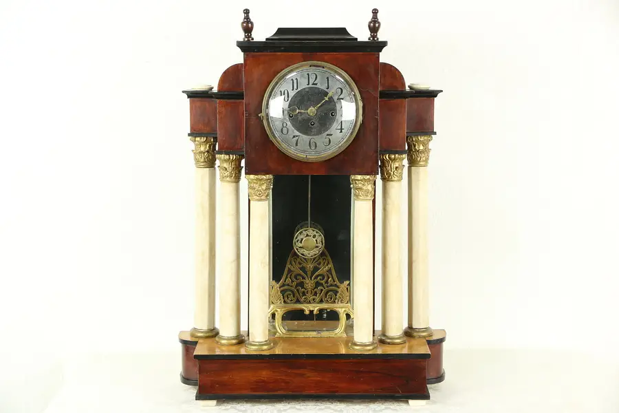 Photo of Empire 1880 Antique Clock, Marble Columns