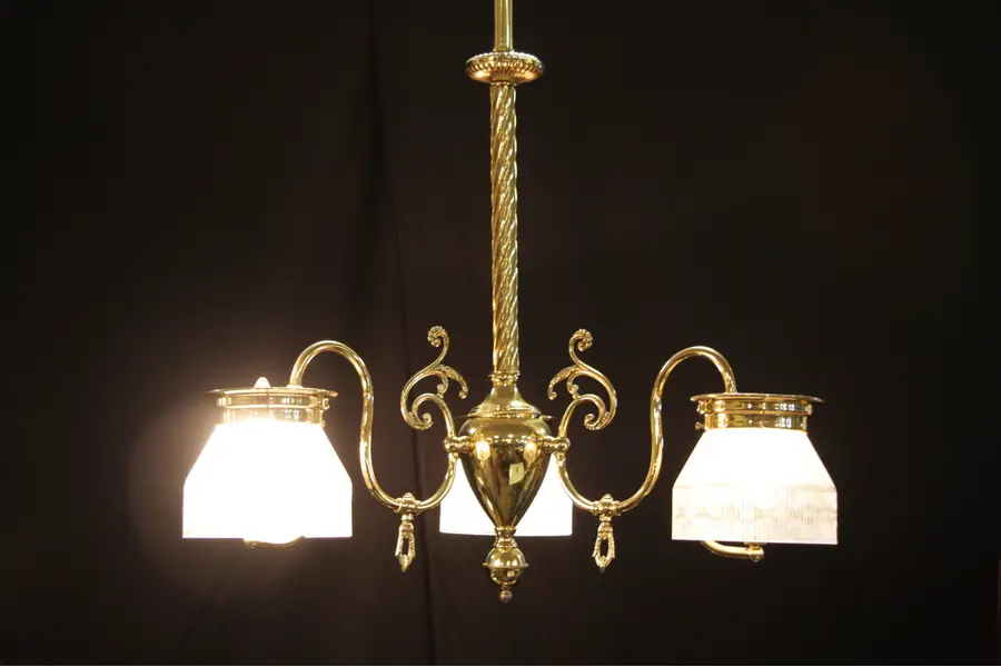 Photo of Victorian Triple Gas Fixture, Electrified
