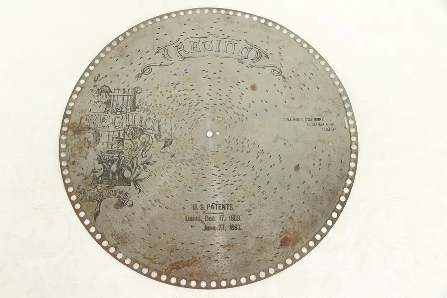 Photo of Silent Night Regina 15 1/2" Music Box Christmas Disk, Pat. 1893