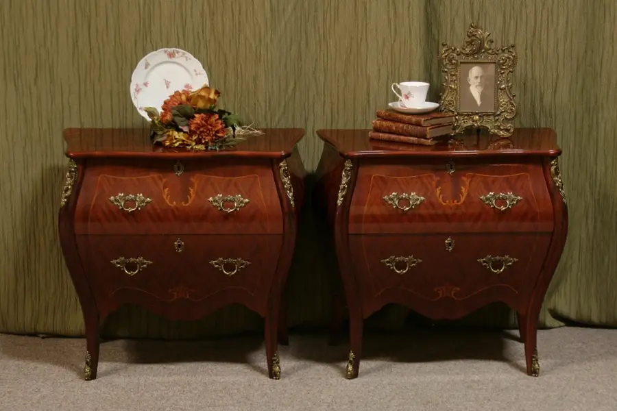 Photo of Pair of Swedish Bombe Chests or Bedside Tables