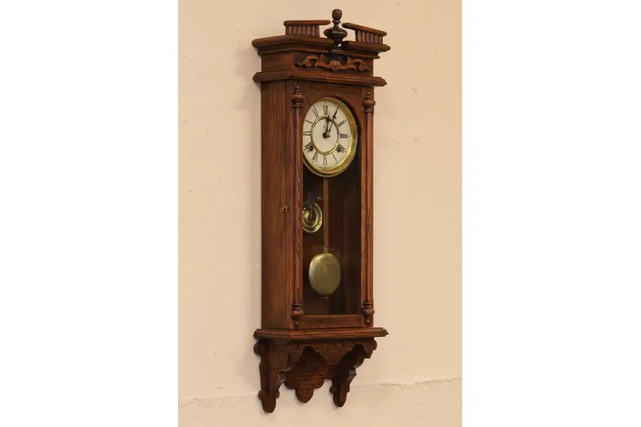 Photo of Victorian Oak Waterbury Wall Clock